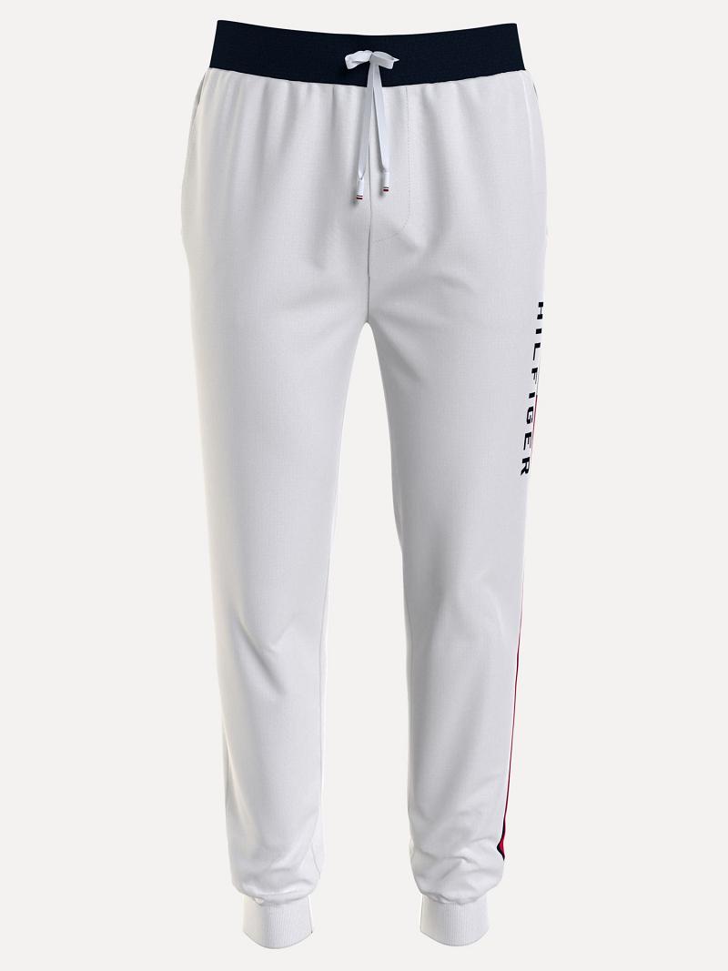 Férfi Tommy Hilfiger Essential Logo Jogger Nadrág Fehér | HU 1131MQZ